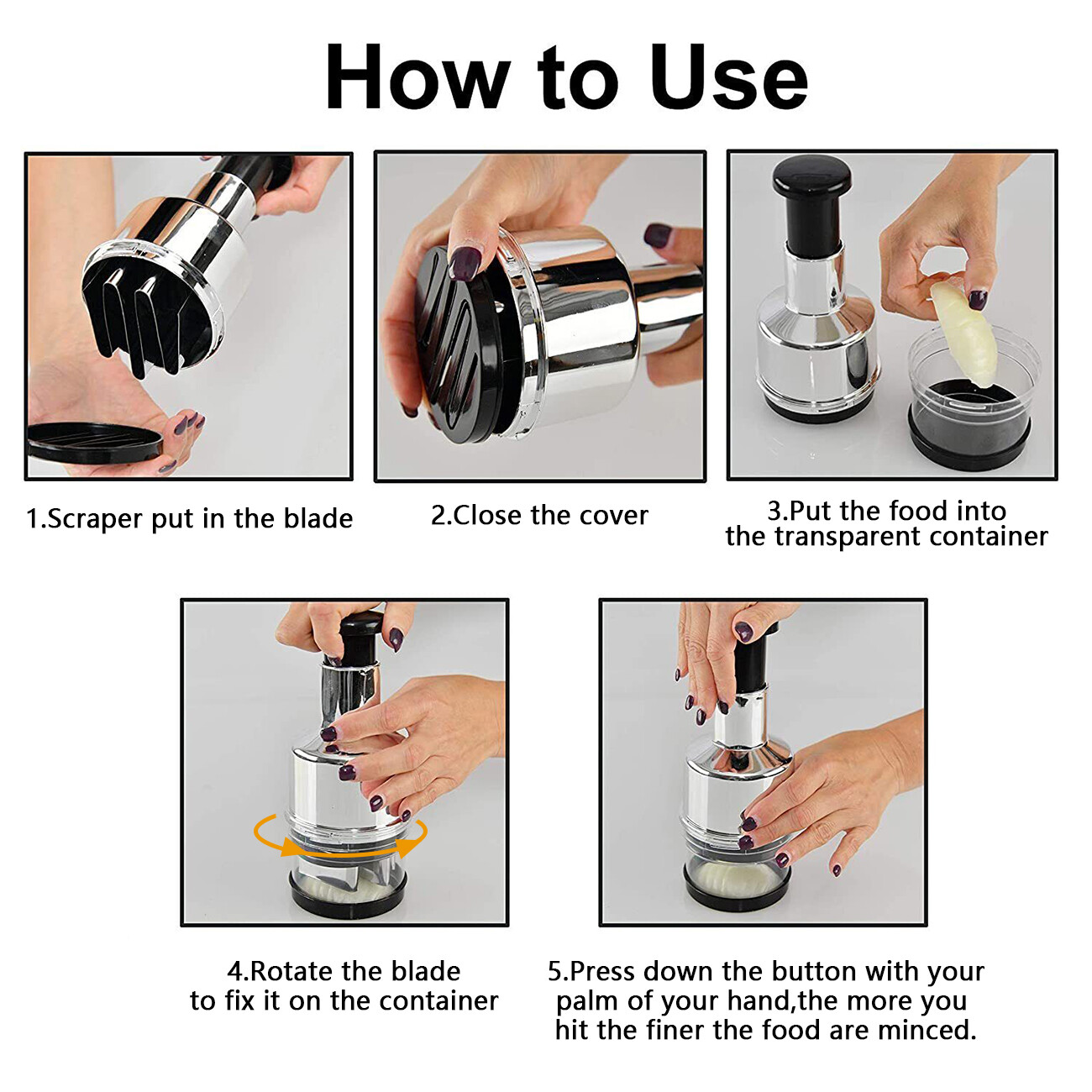 Compact Hand-Press Food Chopper